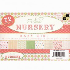 Набор односторонней Бумаги Nursery-Baby Girl, 114x165 мм., 24 листа, DCWV, 1\3 набора