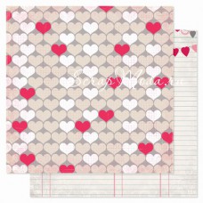 Бумага плотная двусторонняя, Heartbeat - Secret Crush, размер 300х300 мм., Pink Paislee, BU001141