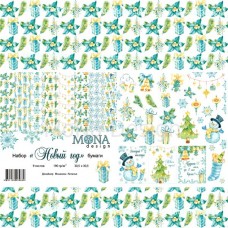 Набор бумаги "Новый год" 9 листов, размер 30х30 см, Mona Design, BU001500