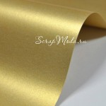 Бумага дизайнерская гладкая,  с перламутром, цвет настоящее золото, двусторонний металлик, плотность 120 г/м2, размер 21х30 см., BU001890 