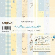 Набор бумаги "Мой мальчик" - 11 односторонних листов, размер 30х30 см., Mona Design, BU002004