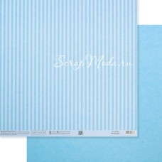Бумага двусторонняя Голубая базовая полоска, размер 30,5х32 см, 180 г/м, Арт Узор, BU002155
