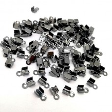 Зажим наконечник-заглушка для резинки или шнура, цвет чёрный никель. размер 2x6 мм, IN000811