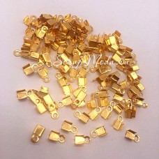 Зажим наконечник-заглушка для резинки или шнура, цвет золото, размер 2x6 мм, IN000817