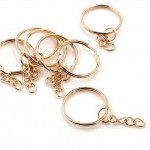 Брелок металлический, цвет розовое золото, диаметр кольца 25 мм., длина 46 мм, цена за 1 шт., IN000926