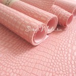 Переплётный кожзам матовый (экокожа), текстура: крокодил, цвет: Пудро-Розовый, 25х70 см, тонкий, толщина 1 мм., KZ000179