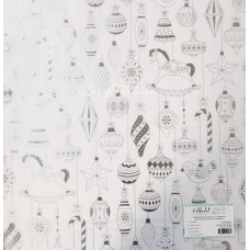 Ацетатный лист Polkadot с серебряным фольгированием "Ёлочные игрушки" , размер 30,5х30,5 см. LI000131