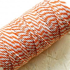 Двуцветный шпагат, хлопковый, бело-оранжевый, цена за 1 метр, толщина 2 мм., SN000154