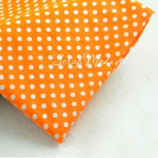 Ткань Горох, белый на оранжевом фоне, размер отреза ткани 50х50 см., TK000109