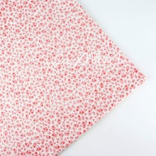Ткань Цветочки красные, мелкие на белом фоне, размер отреза ткани 50х50 см., TK000124