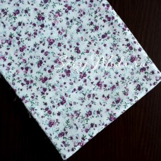 Ткань Цветочки фиолетовые, мелкие на белом фоне, размер отреза ткани 50х50 см., TK000125