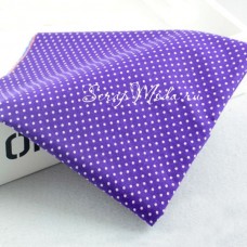 Ткань Горох белый на фиолетовом фоне, размер отреза ткани 50х120 см., 100% хлопок, TK000132