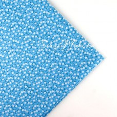 Ткань Цветочки белые на голубом фоне, размер отреза ткани 50х50 см., TK000133
