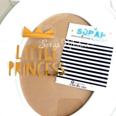 Надпись и рисунок из термотрансфера Little Princess с короной, пленка зеркальное золото, размер общий 8х8 см., ZA000326
