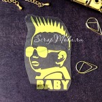 Рисунок из термотрансфера Ребёнок Панк+надпись Baby, пленка зеркальное золото, размер общий  58х95мм., TN000493