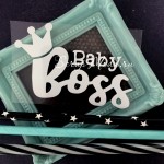 Надпись из термотрансфера Baby Boss+корона, пленка белая матовая, 8,5х5,8см., ZA000741