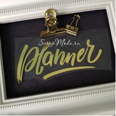 Надпись из термотрансфера Planner, пленка зеркальное золото, размер общий 105x50мм. ZA000881
