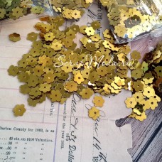 Пайетки, Цветочек, жёлтое золото, 6 мм., 4-5 гр, UC002664