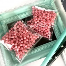 Бусины розовые, перламутровые, 4 мм, цена за 15 гр., размер упаковки 50х50 мм, UC003111