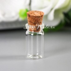 Стеклянная Mini Бутылочка с пробкой, размер 18х10х10мм., цена за 1 шт., UC003141